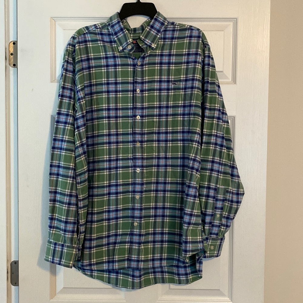 Vineyard Vines XL Mens slim fit whale shirt plaid L/S